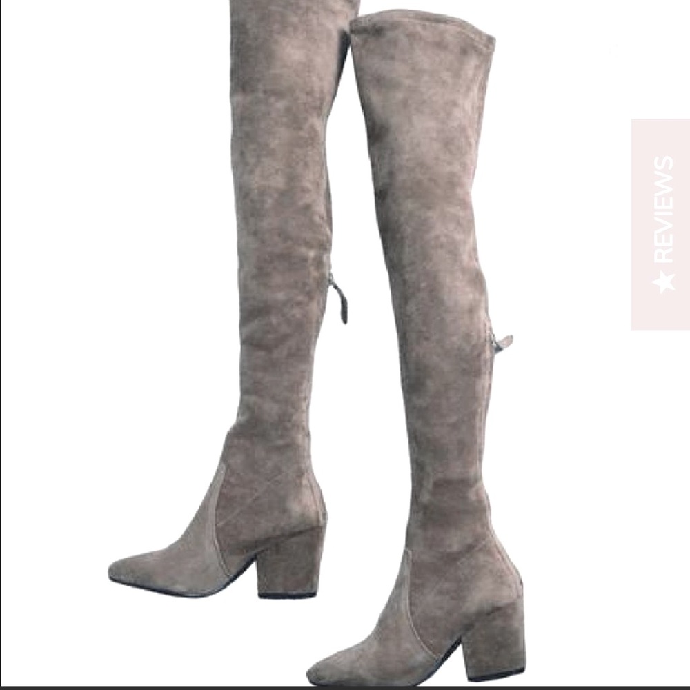 Goodnight Macaroon Women’s Carina Over-the-knee Taupe Suede Boots Size 9.